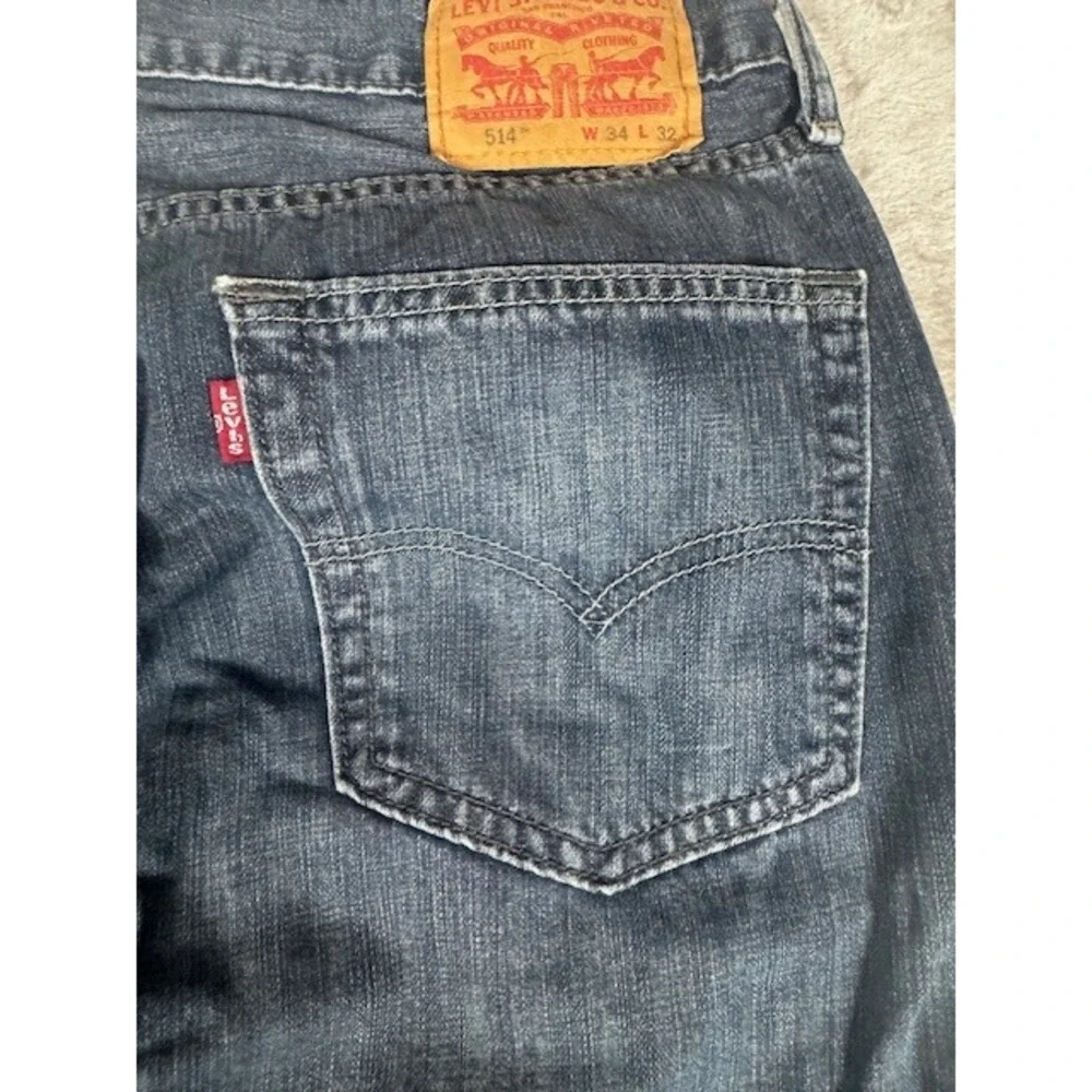 Levi's‎ 514 Jeans Mens 34x32 Straight Fit Dark Wash Denim Blue 100% Cotton